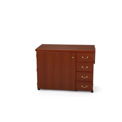 Cherry Norma Jean Sewing Cabinet (352) from Arrow Sewing Furniture fully closed to small footprint