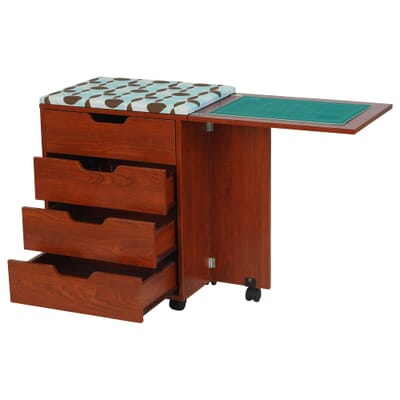 Teak Shirley Storage Caddy (445) with drawers opened